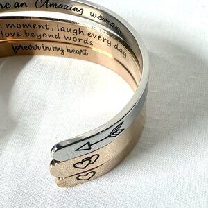 Metal Cuff Bracelets Set of 3 Rose Gold and Silver